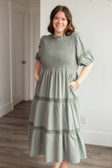 Alexia Dark Sage Tiered Dress