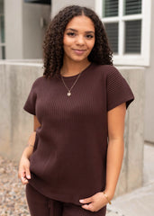 Selene Brown Ribbed Sweater