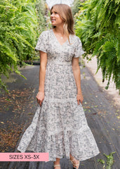 Carissa Blue Floral Tiered Dress