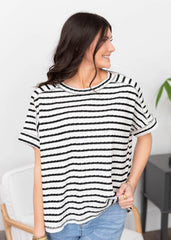 Edaline Black Stripe Top