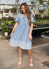 Jordyn Blue Eyelet Dress