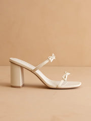 Wendy Cream Double Strap Bow Heels