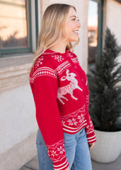 Greta Red Patterned Cardigan