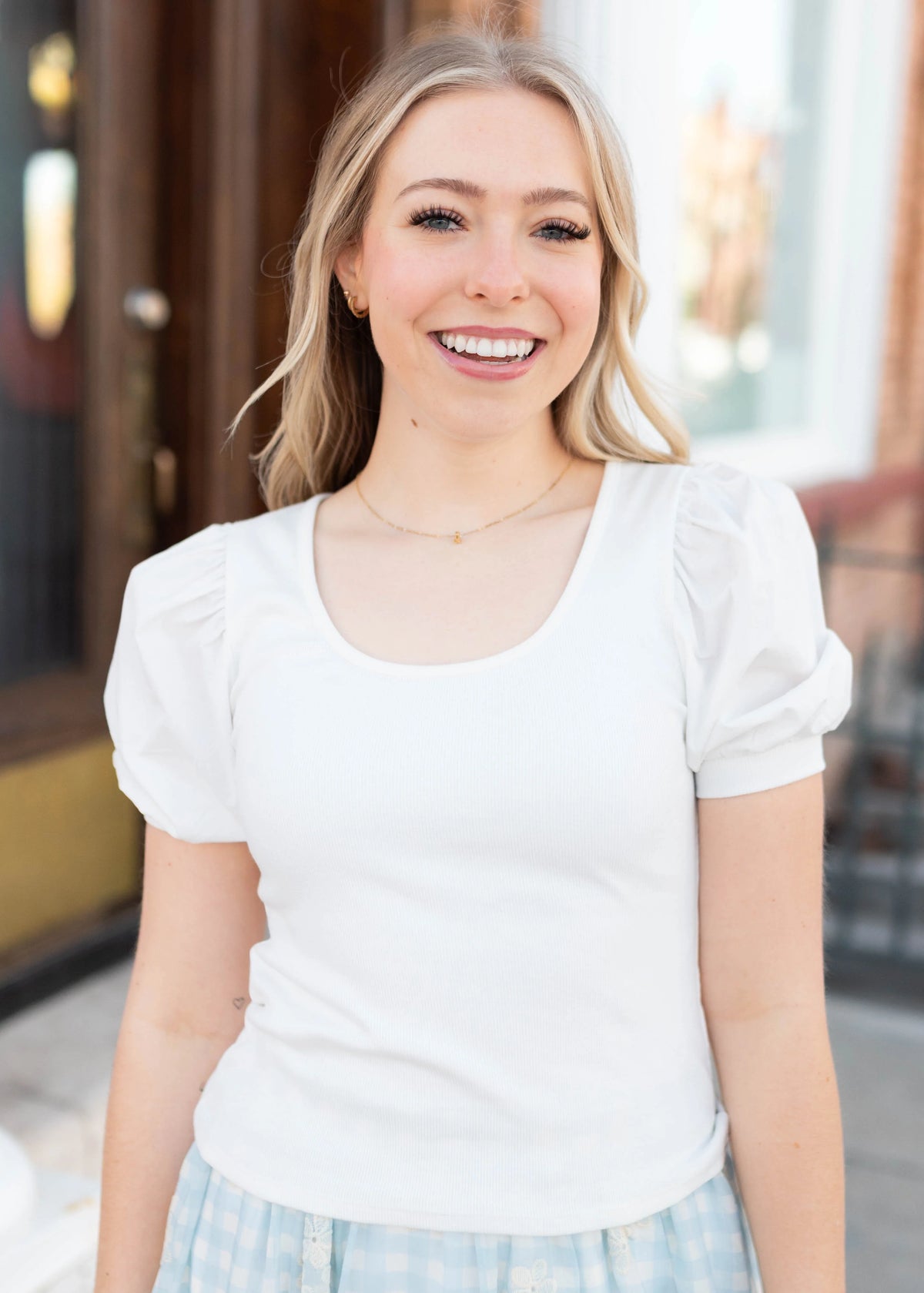 Sofia White Ribbed Top