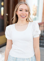 Sofia White Ribbed Top