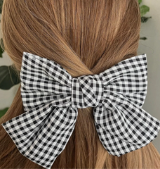 Leona Black Gingham Bow