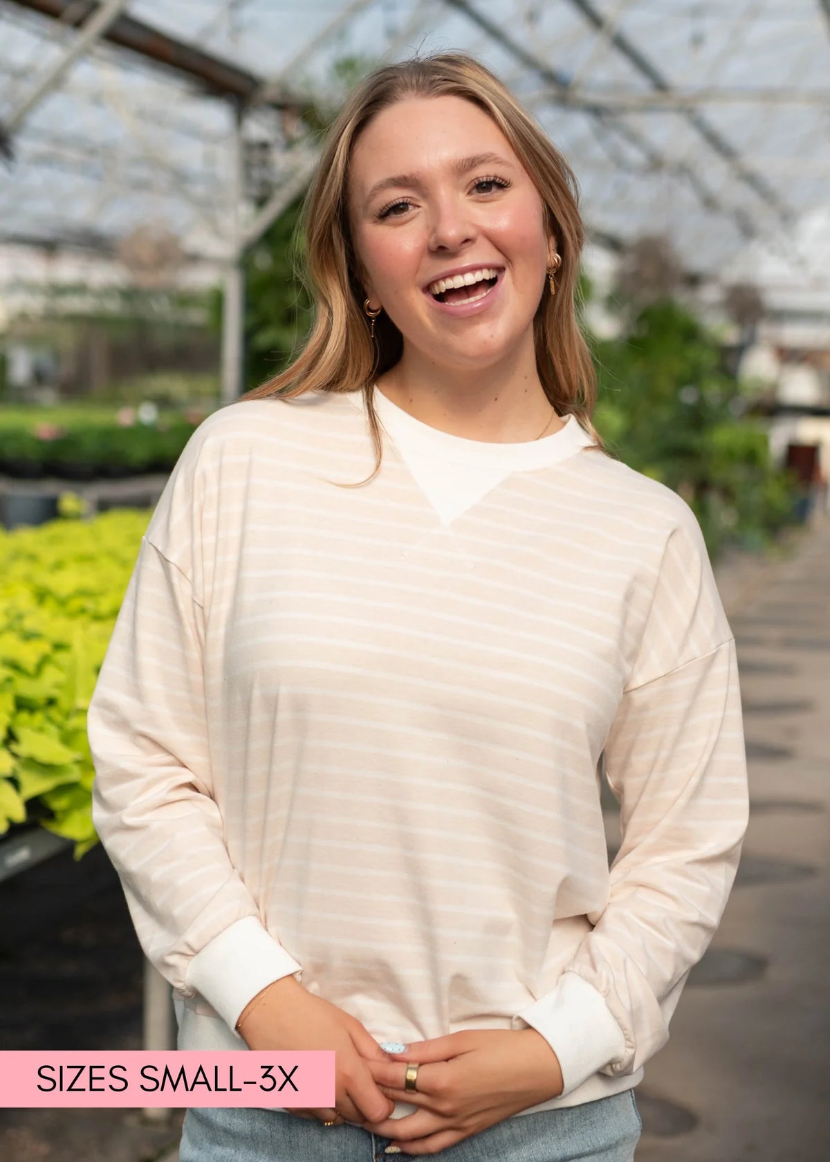 Tessa Beige Striped Pullover