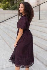 Alyanna Plum Embroidered Dress