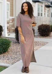 Lydia Chestnut Stripe Dress