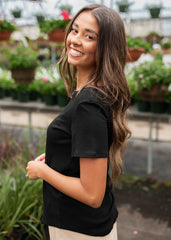 Ari Black Ribbed Top