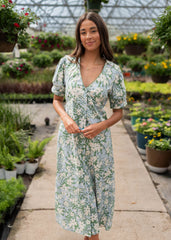 Alani Blue Floral Button Down Dress
