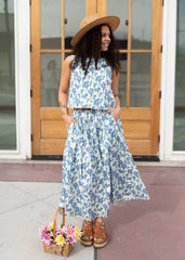 Kenna Blue Floral Midi Skirt