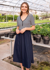 Colette Navy Striped Dress