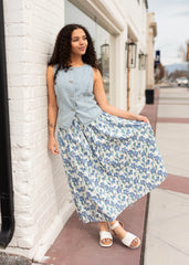 Chelsea Light Denim Pinstripe Top