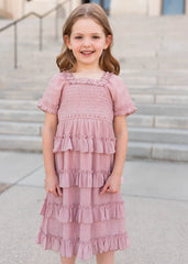 Korin Pink Ruffle Tiered Little Girl Dress