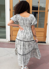 Halle Grey Floral Dress