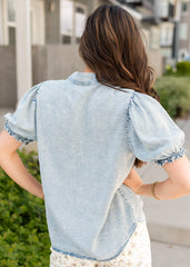 Helina Chambray Puff Sleeve Shirt