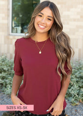 Hailee Basic Burgundy Top