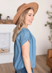 Brynlee Blue Chambray Top