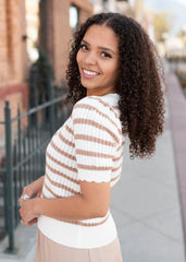 Romy Taupe Striped Top