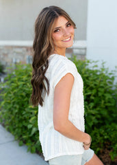 Ruth White Textured Top