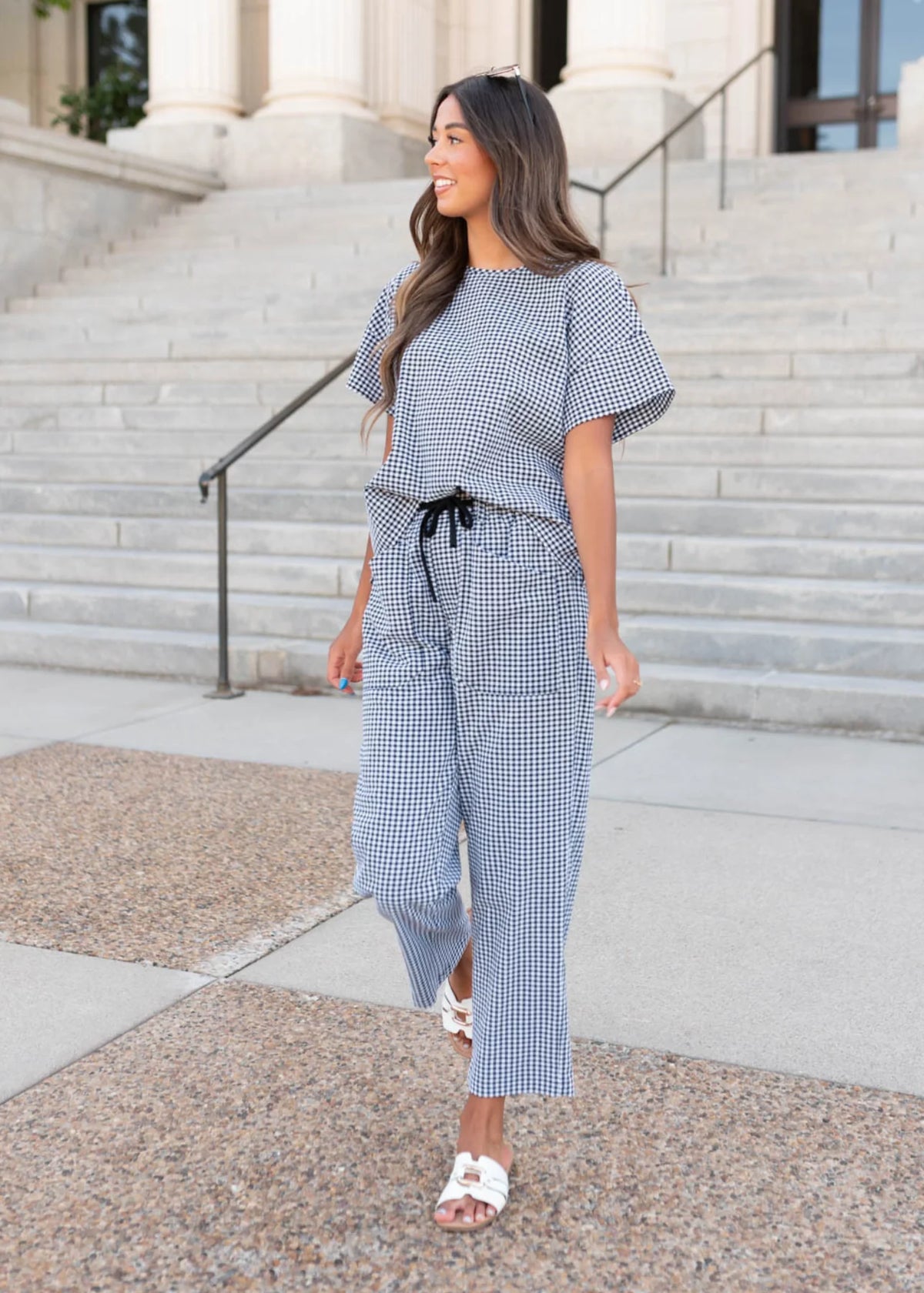 Lois Black Gingham Top