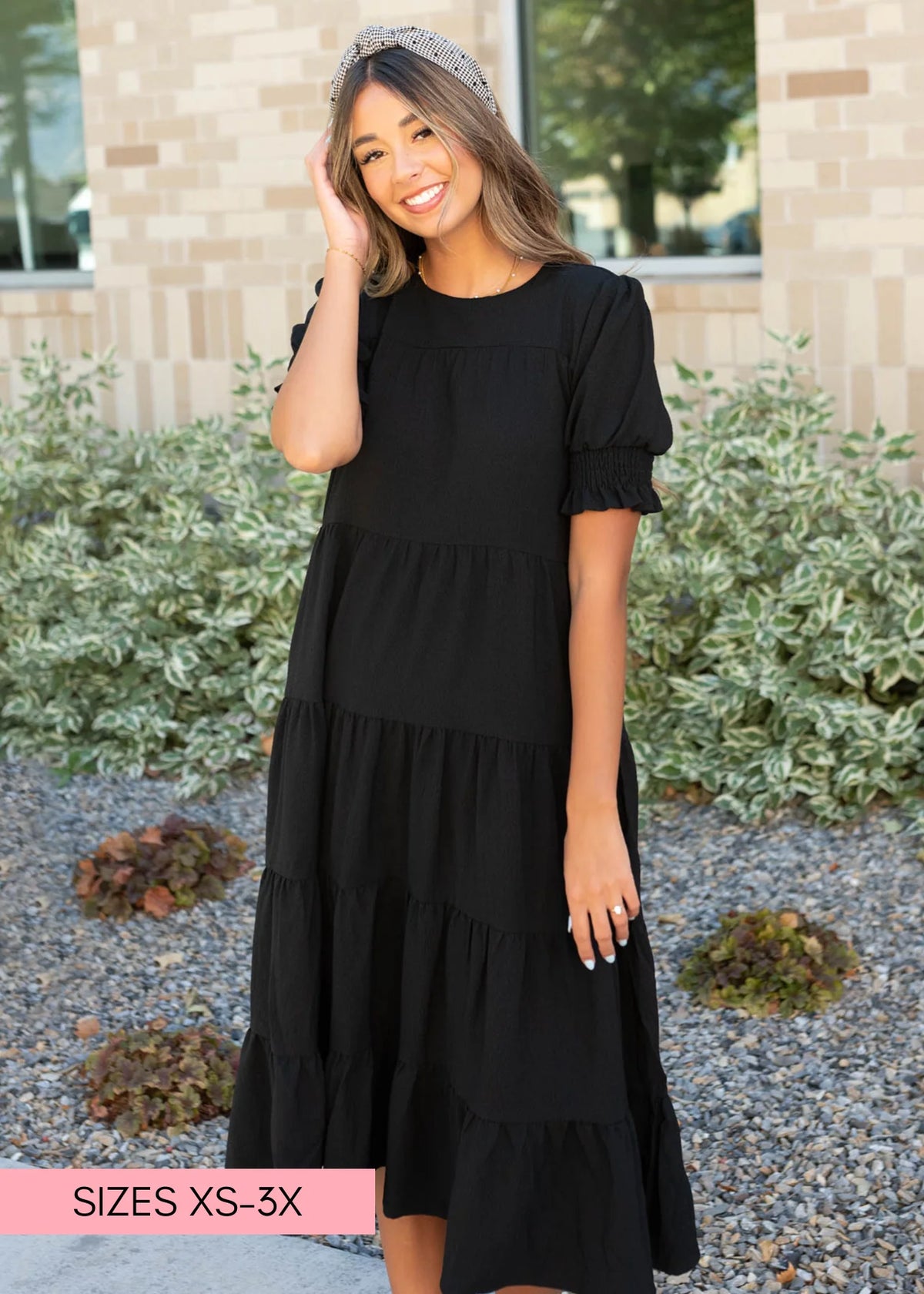 Janessa Tiered Black Dress