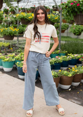 Maggie Ivory American Flag Bow T-shirt