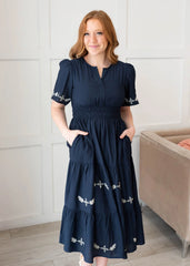 Ivy Midnight Embroidered Dress