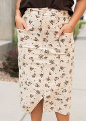 Ayala Natural Floral Pencil Skirt