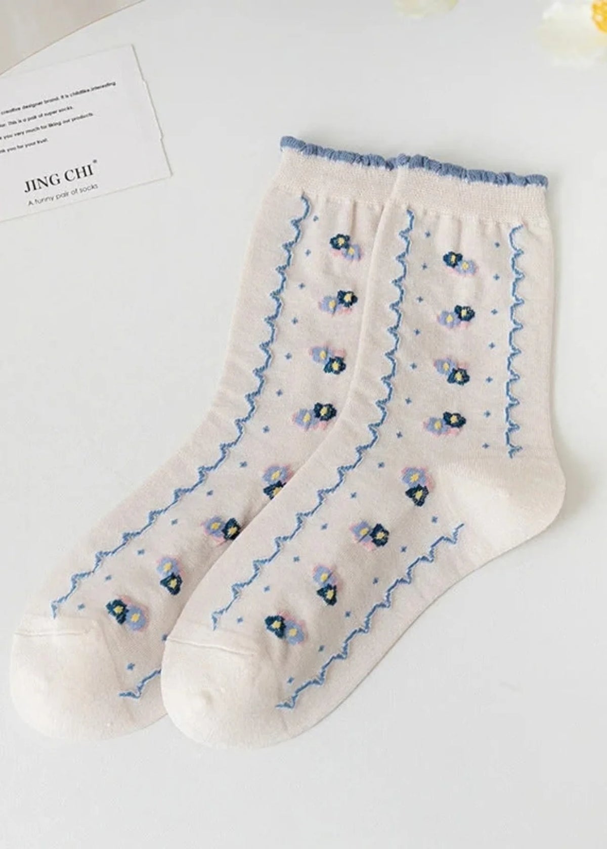 Haisley Blue Floral Socks
