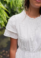 Rhea White Floral Embroidered Dress