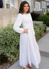 Elana White Smocked Dress