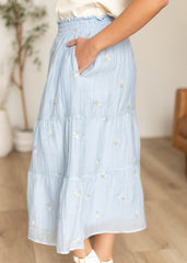 Isabela Light Blue Floral Skirt