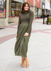 Mollie Green Satin Sweater Dress