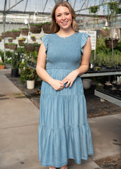Billie Chambray Smocked Dress