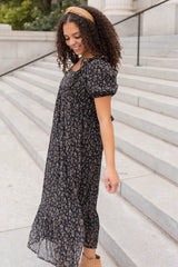 Irene Black Floral Dress