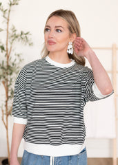 Oaklynn Black Stripe Top