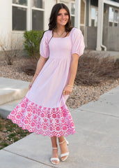 Amaiah Pink Stripe Eyelet Dress