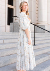 Elara Cream Flower Dress