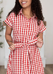 Makenzie Red Gingham Dress