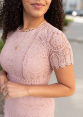 Evangeline Dusty Pink Lace Dress