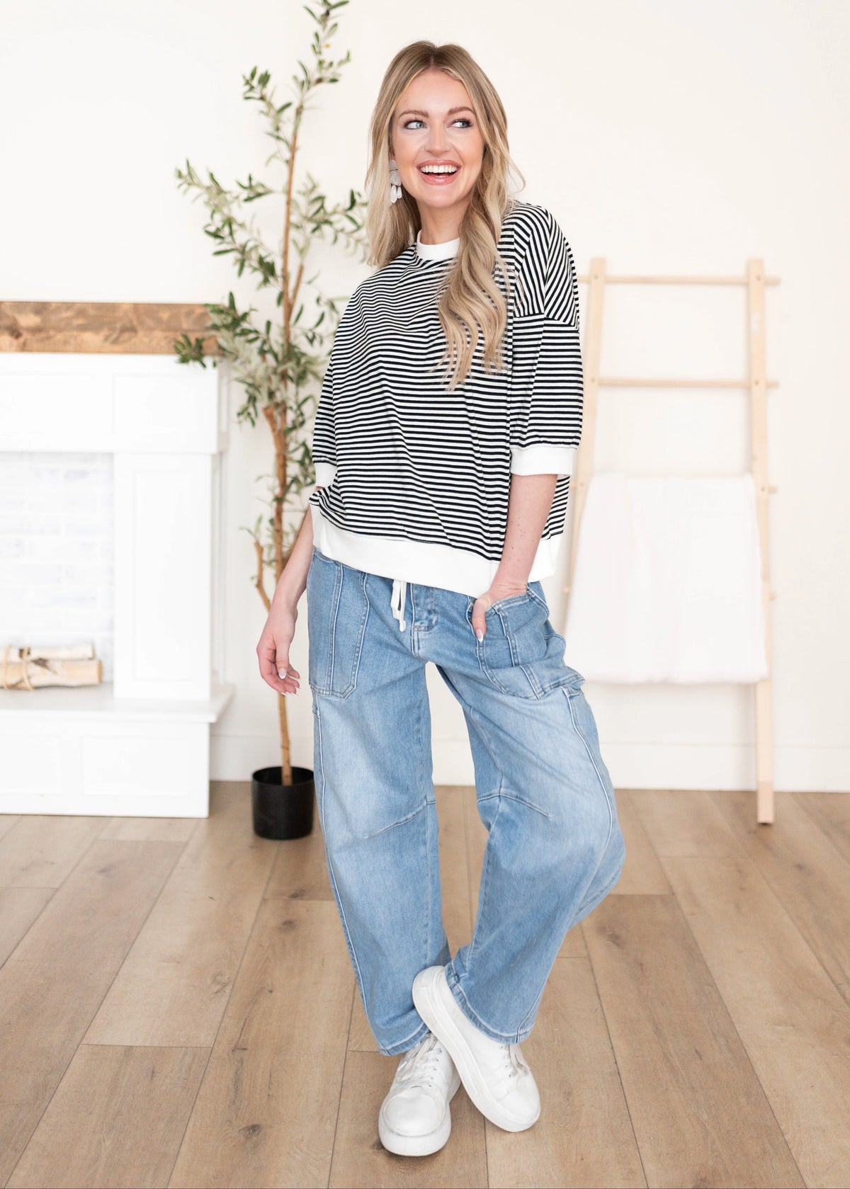 Oaklynn Black Stripe Top