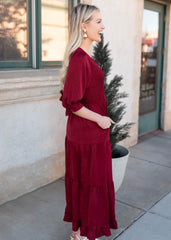 Charlotte Wine Smocked Dress