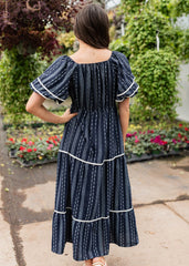 Irene Navy Floral Pattern Dress