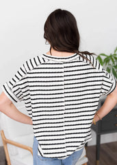 Edaline Black Stripe Top