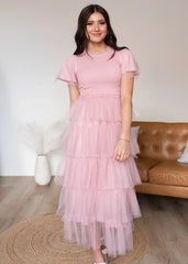 Elsie Vintage Blush Ruffle Dress