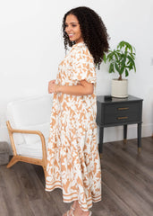 Allegra Taupe Floral Tiered Dress