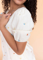 Karolyn Cream Floral Embroidered Dress