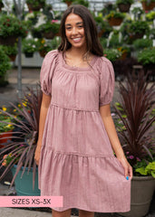 Aleena Dusty Mauve Embroidered Dress